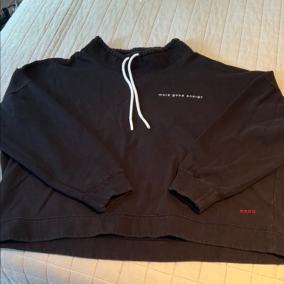 Peace Love World Black Hoodie with White Accents - Picture 1 of 4